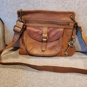 Fossil sasha brown leather crossbody